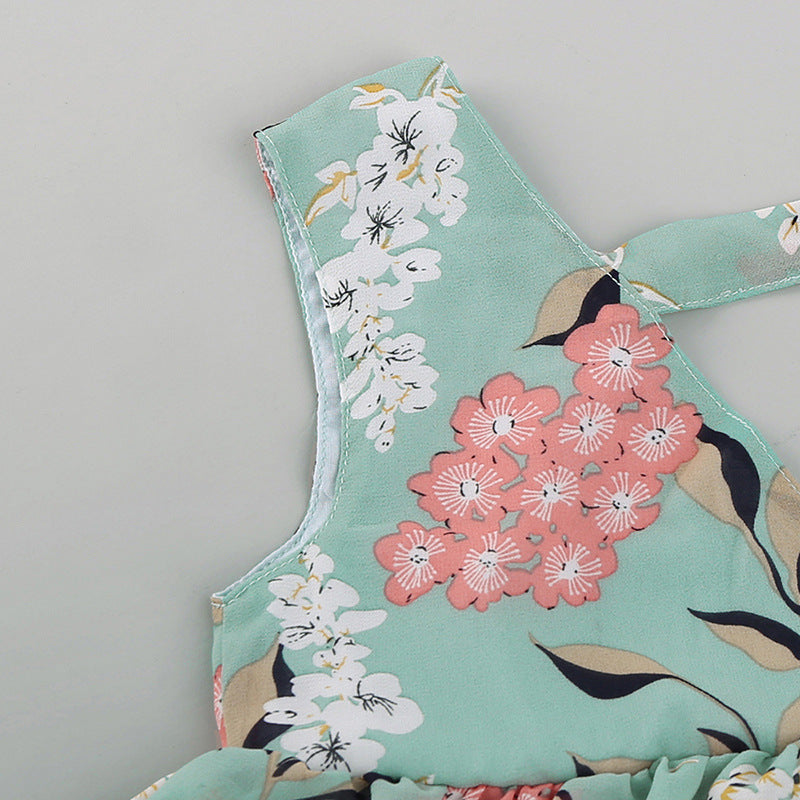 Kid Baby Girl Princess Western V Collar Sleeveless Summer Dresses