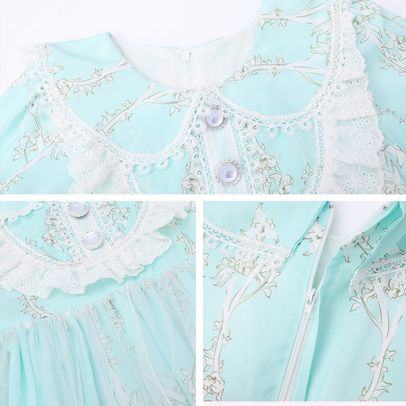 Kids Lolita Dress Sweet Lace Princess Dress 2 Colors 3-14 Years