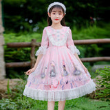 Kids Lolita Dress Sweet Lace Princess Dress 2 Colors 3-14 Years