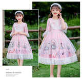 Kids Lolita Dress Sweet Lace Princess Dress 2 Colors 3-14 Years