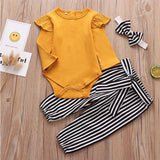 Baby Girls Long Sleeve Ruffle Solid 2 Pcs Set