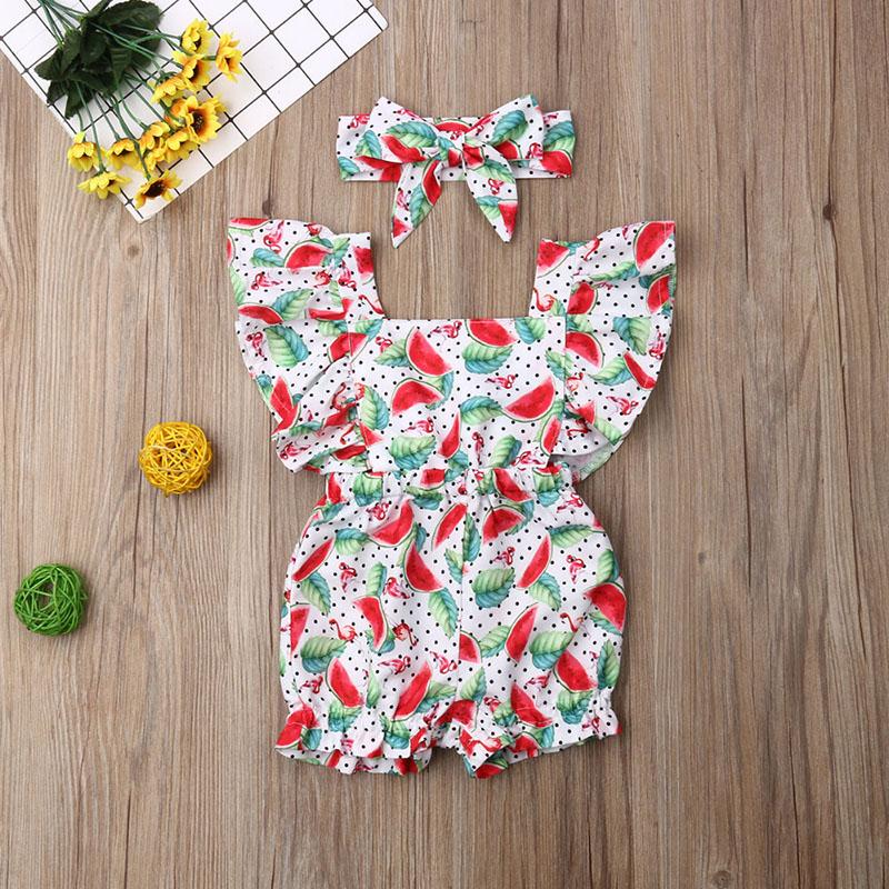 Baby Girl Floral Ruffle Sleeve Backless Romper 2Pcs Outfit Set