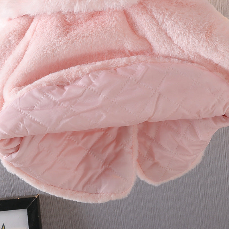 Baby Girl Cape Plush Fur Shawl Coat