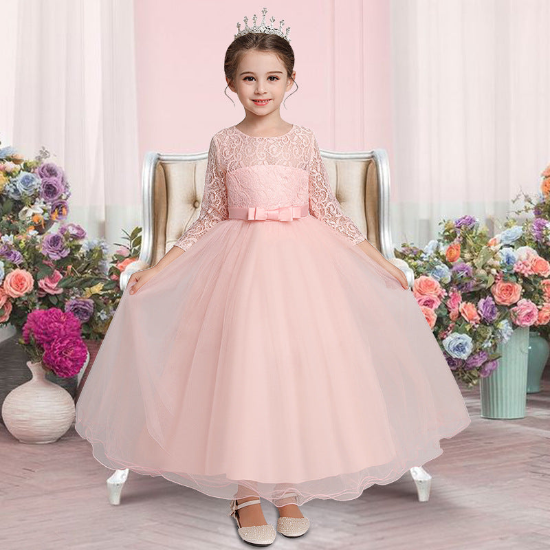 Kid Girl Princess Bowknot Pompous Flower Wedding Evening Dresses