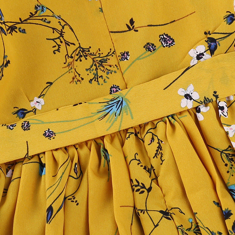 Kid Girl Autumn Edition Printed Long Sleeves Flower Dresses