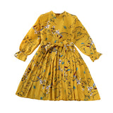 Kid Girl Autumn Edition Printed Long Sleeves Flower Dresses