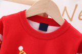 Kids Boys Christmas Dinosaur Jacquard Double Cotton Cut Sweaters