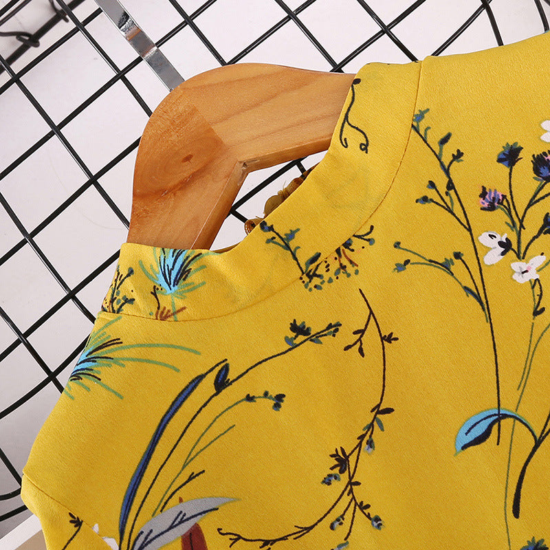 Kid Girl Autumn Edition Printed Long Sleeves Flower Dresses