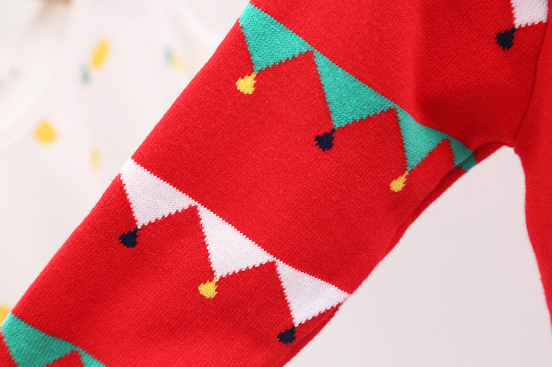 Kids Boys Christmas Dinosaur Jacquard Double Cotton Cut Sweaters