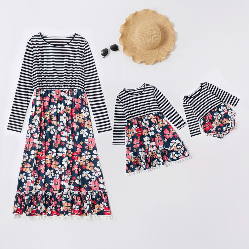 Family Matching Parent-child Mother-daughter Printed Stripe Dress