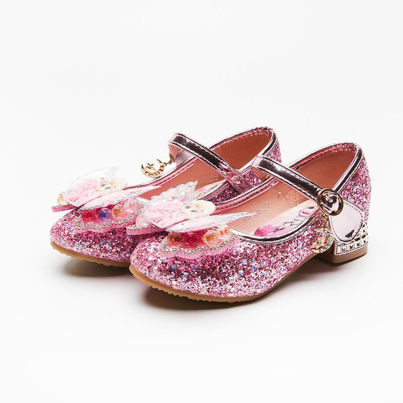 Girls Sequins Show Crystal High-heeled Shoes