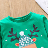 Kids Popular Christmas Print Pullover Spring Striped Pajamas Set 2 Pcs