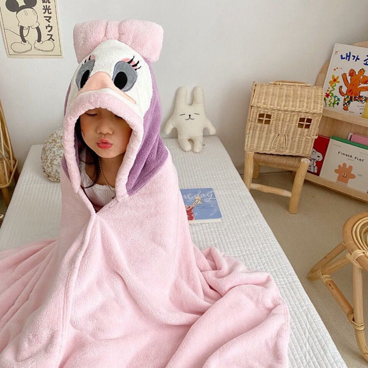 Kids Cartoon Donald Duck Towel Mickey Shawl Pajamas Bathrobe