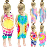 Kid Baby Girl Onesie Crawl Suit Harpy Sleeveless Tie Dye Rompers