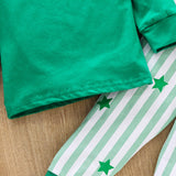Kids Popular Christmas Print Pullover Spring Striped Pajamas Set 2 Pcs