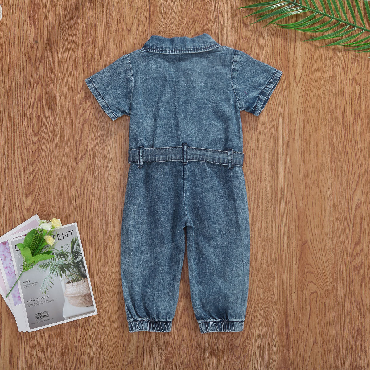 Kid Baby Girl Short Sleeve Jean Jumpsuit Rompers