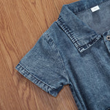 Kid Baby Girl Short Sleeve Jean Jumpsuit Rompers