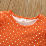 Kid Baby Girl Polka Dot Pumpkin Suspenders Halloween Thanksgiving 2 Pcs Sets