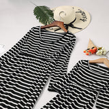 Family Matching Parent-child Mother-daughter Striped Long-sleeve Patchwork Dress