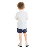 Kid Baby Boy Suit Short Sleeve British Plaid 2 Pcs Sets