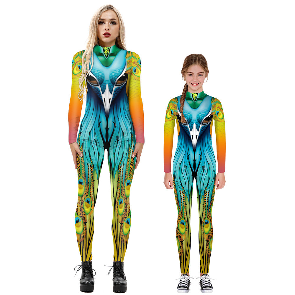 Family Matching Parent-child Long Sleeve Jumpsuit Digital Printing Pajamas