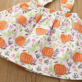 Kid Baby Girl Polka Dot Pumpkin Suspenders Halloween Thanksgiving 2 Pcs Sets