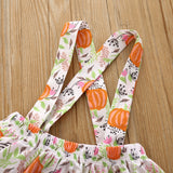 Kid Baby Girl Polka Dot Pumpkin Suspenders Halloween Thanksgiving 2 Pcs Sets