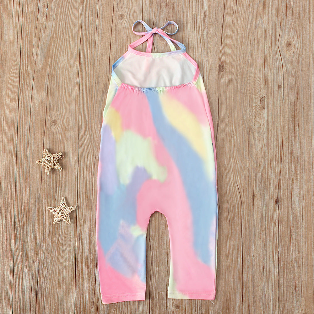 Kid Baby Girl Onesie Crawl Suit Harpy Sleeveless Tie Dye Rompers