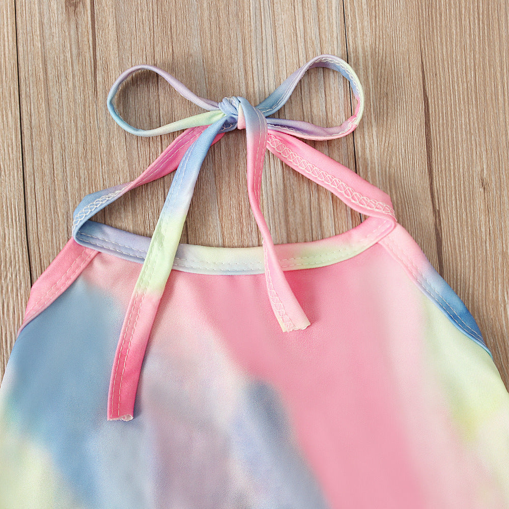 Kid Baby Girl Onesie Crawl Suit Harpy Sleeveless Tie Dye Rompers