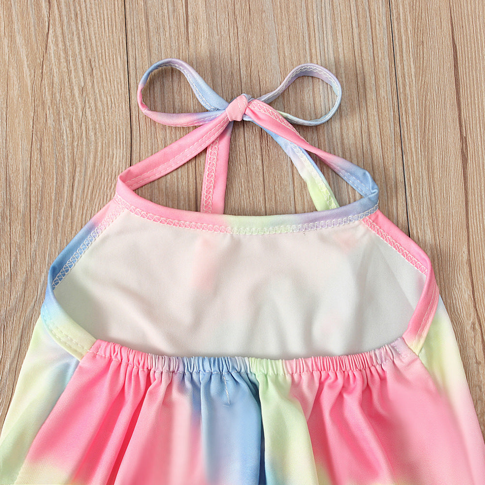 Kid Baby Girl Onesie Crawl Suit Harpy Sleeveless Tie Dye Rompers