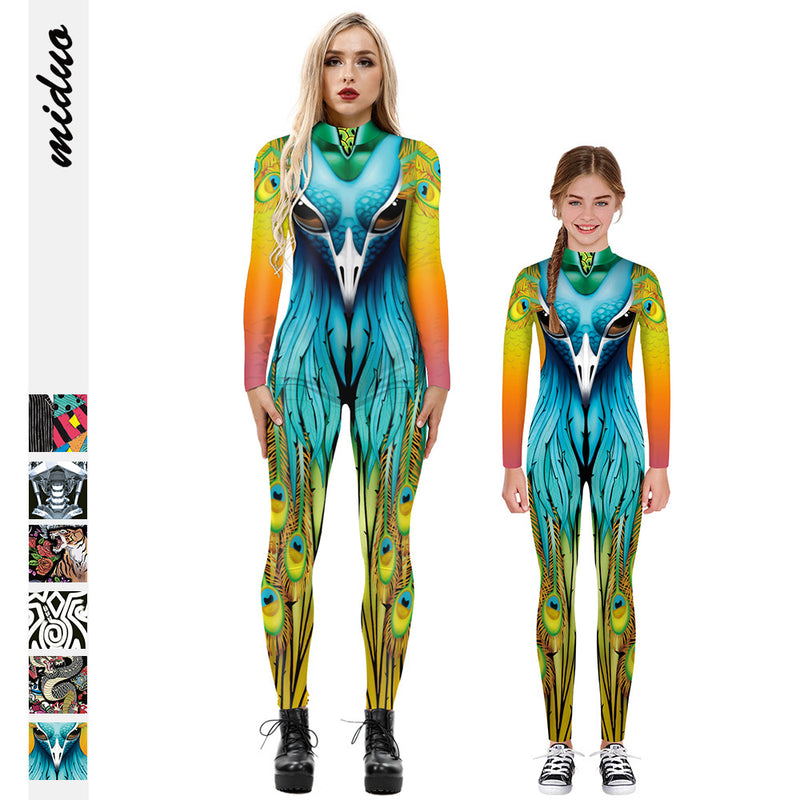 Family Matching Parent-child Long Sleeve Jumpsuit Digital Printing Pajamas
