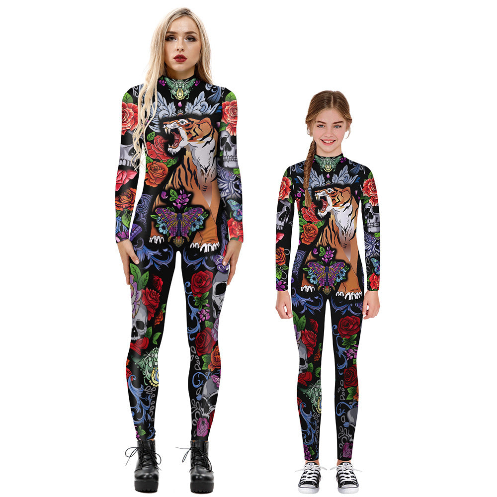 Family Matching Parent-child Long Sleeve Jumpsuit Digital Printing Pajamas