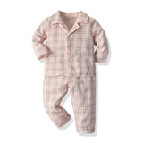 Kid Baby Boy Leisure Suit Check Pajamas Comfortable 2 Pcs Sets