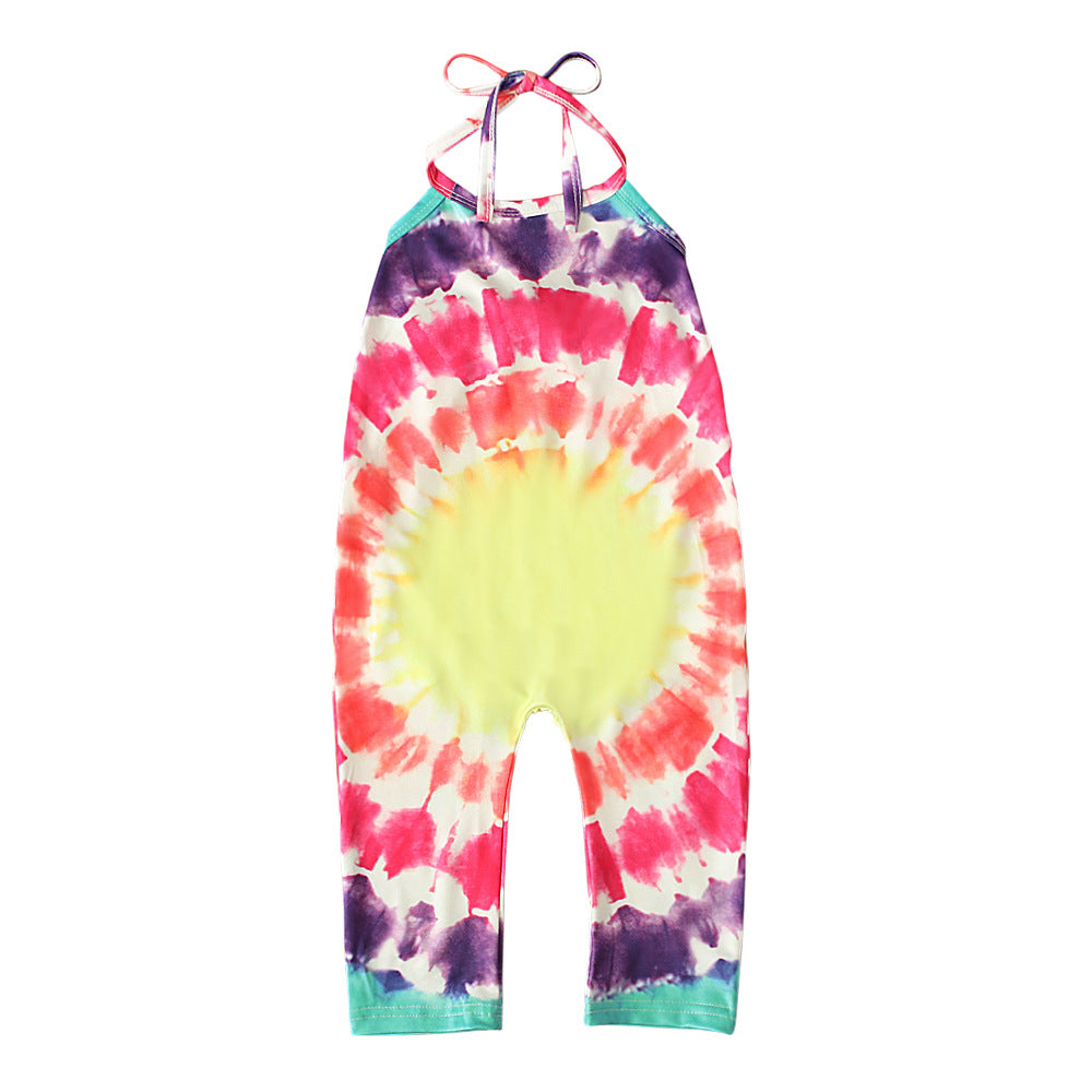 Kid Baby Girl Onesie Crawl Suit Harpy Sleeveless Tie Dye Rompers