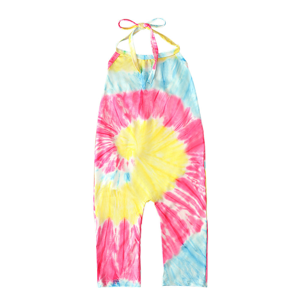 Kid Baby Girl Onesie Crawl Suit Harpy Sleeveless Tie Dye Rompers