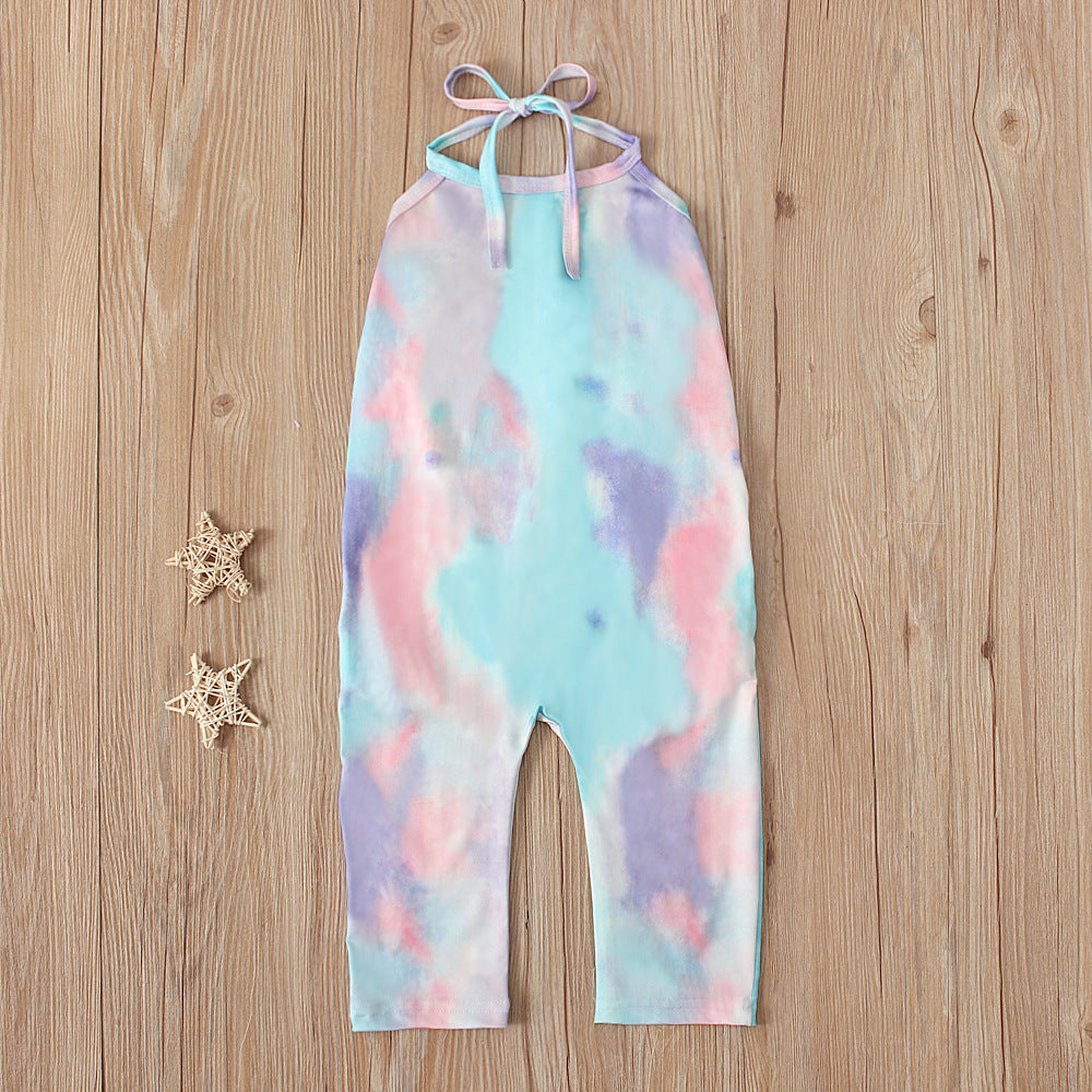 Kid Baby Girl Onesie Crawl Suit Harpy Sleeveless Tie Dye Rompers