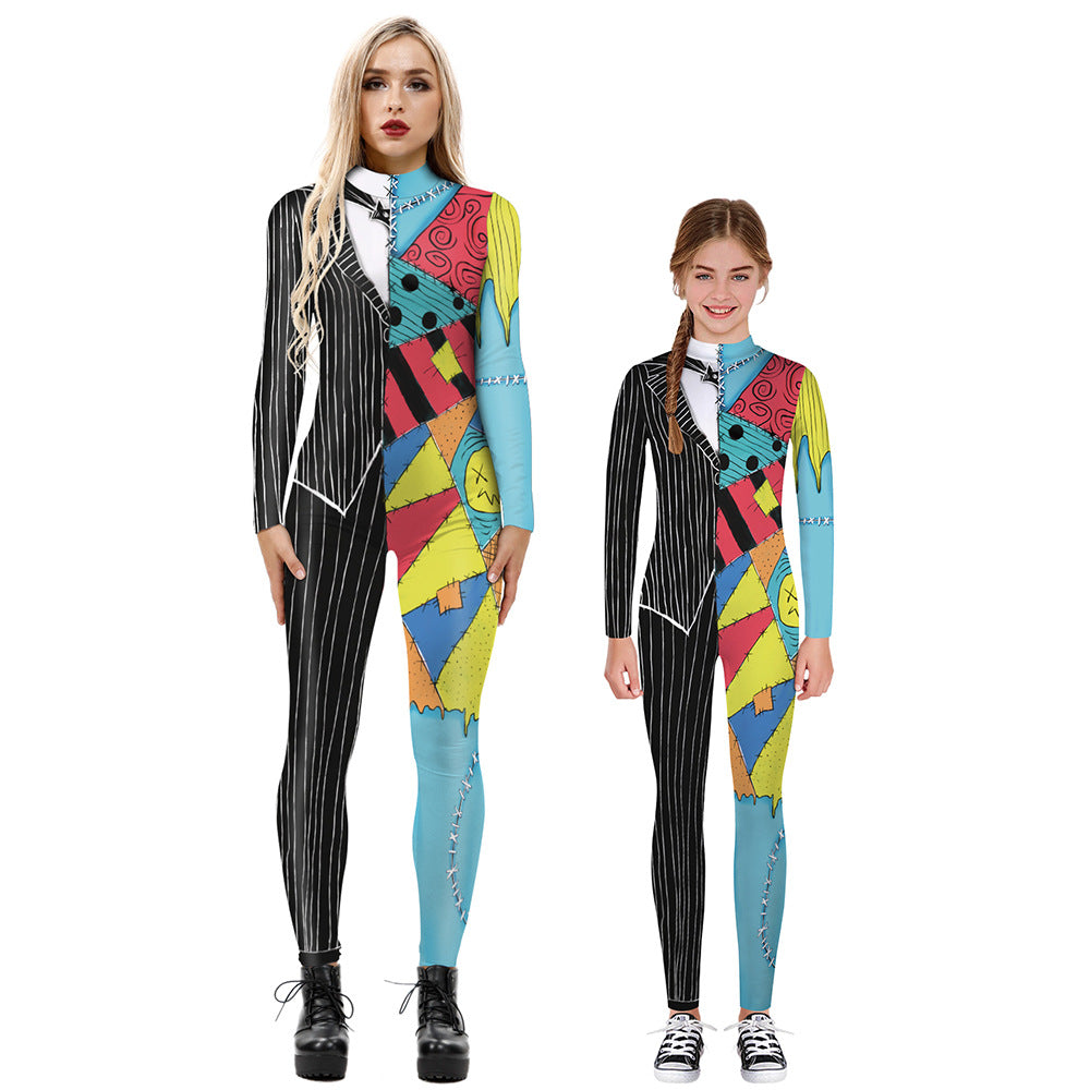 Family Matching Parent-child Long Sleeve Jumpsuit Digital Printing Pajamas