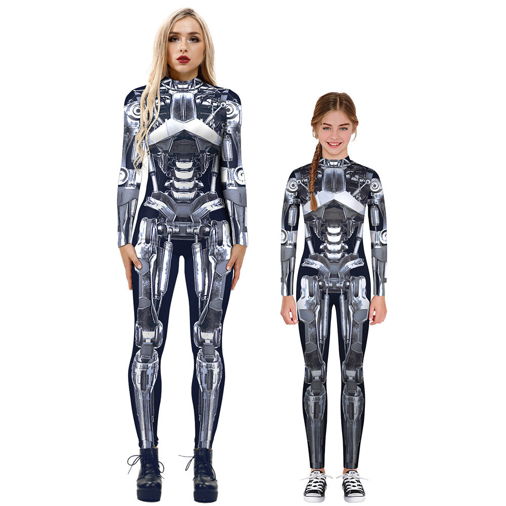 Family Matching Parent-child Long Sleeve Jumpsuit Digital Printing Pajamas