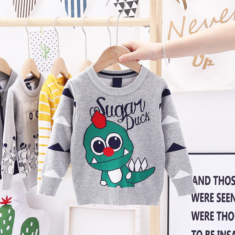 Toddler Kid Boy Dinosaur Winter Warm Dinosaur Knitted Sweater
