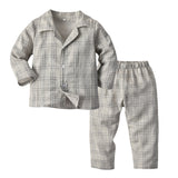 Kid Baby Boy Leisure Suit Check Pajamas Comfortable 2 Pcs Sets