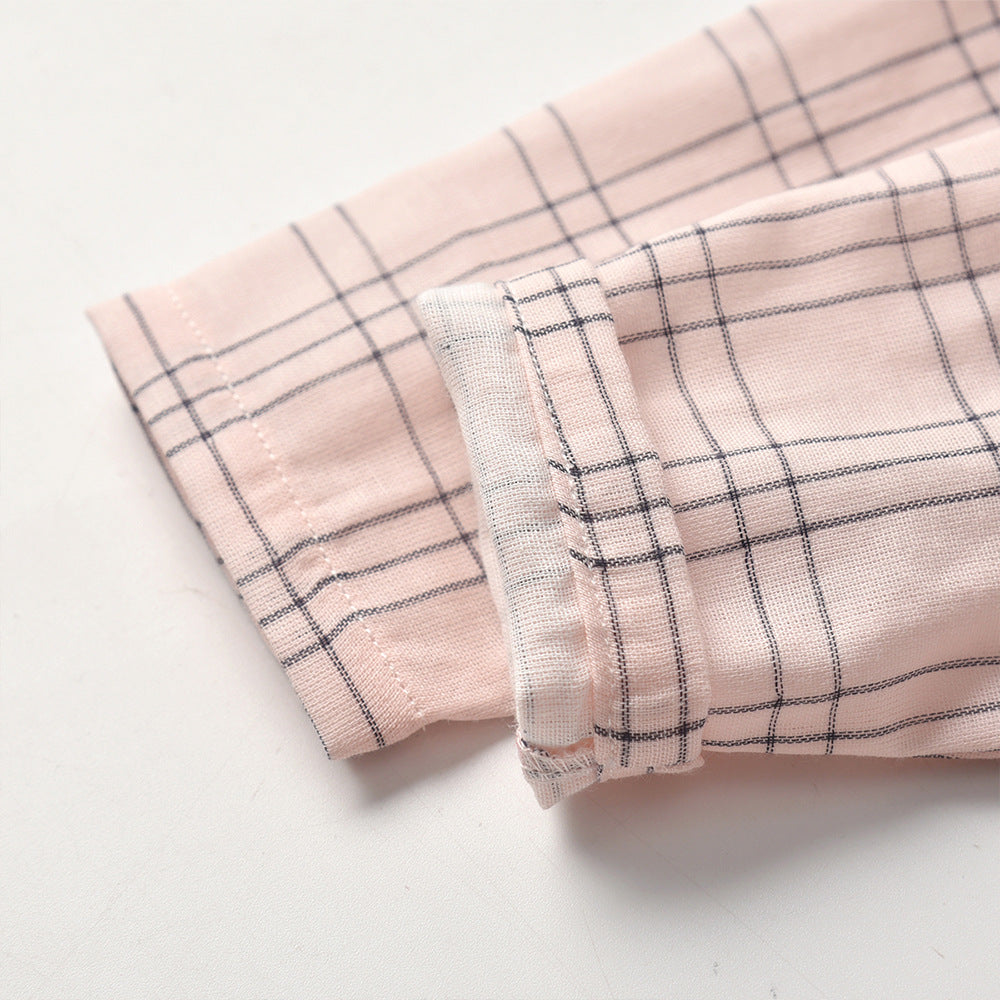 Kid Baby Boy Leisure Suit Check Pajamas Comfortable 2 Pcs Sets