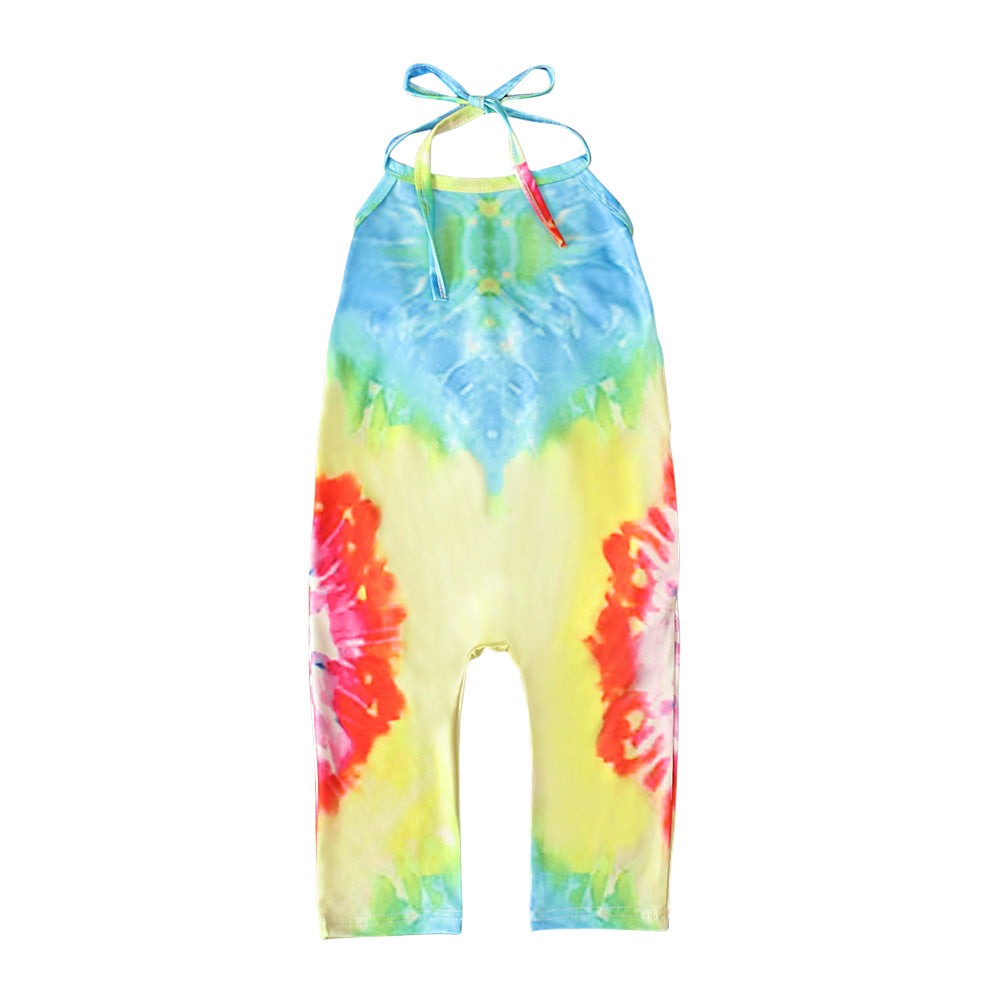 Kid Baby Girl Onesie Crawl Suit Harpy Sleeveless Tie Dye Rompers