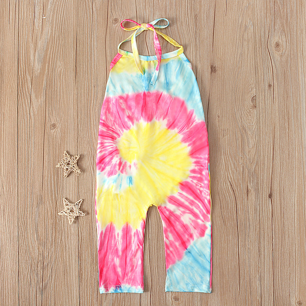 Kid Baby Girl Onesie Crawl Suit Harpy Sleeveless Tie Dye Rompers
