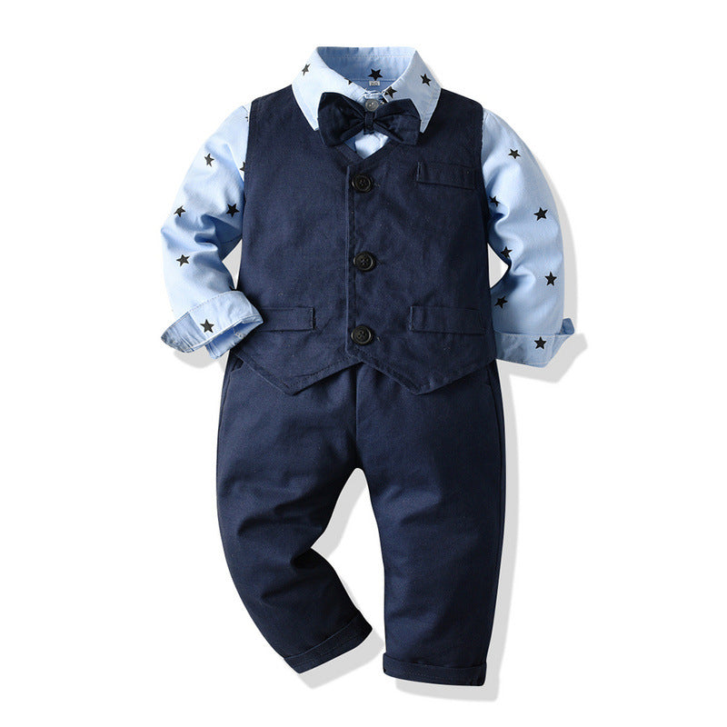 Star Print Long-sleeved Baby Boy Set 2 Pcs Suits