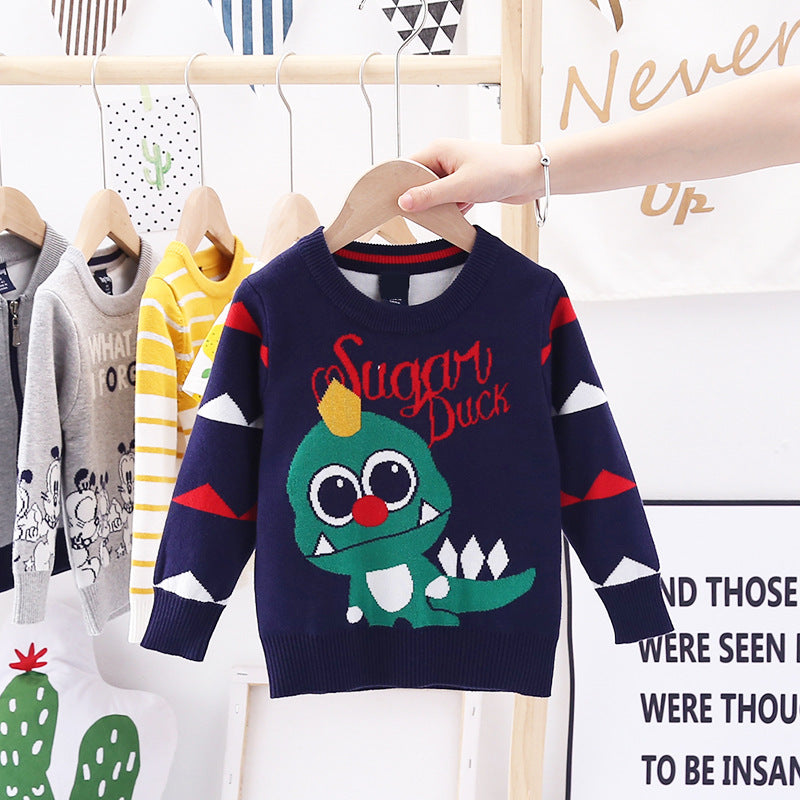 Toddler Kid Boy Dinosaur Winter Warm Dinosaur Knitted Sweater