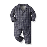 Kid Baby Boy Leisure Suit Check Pajamas Comfortable 2 Pcs Sets