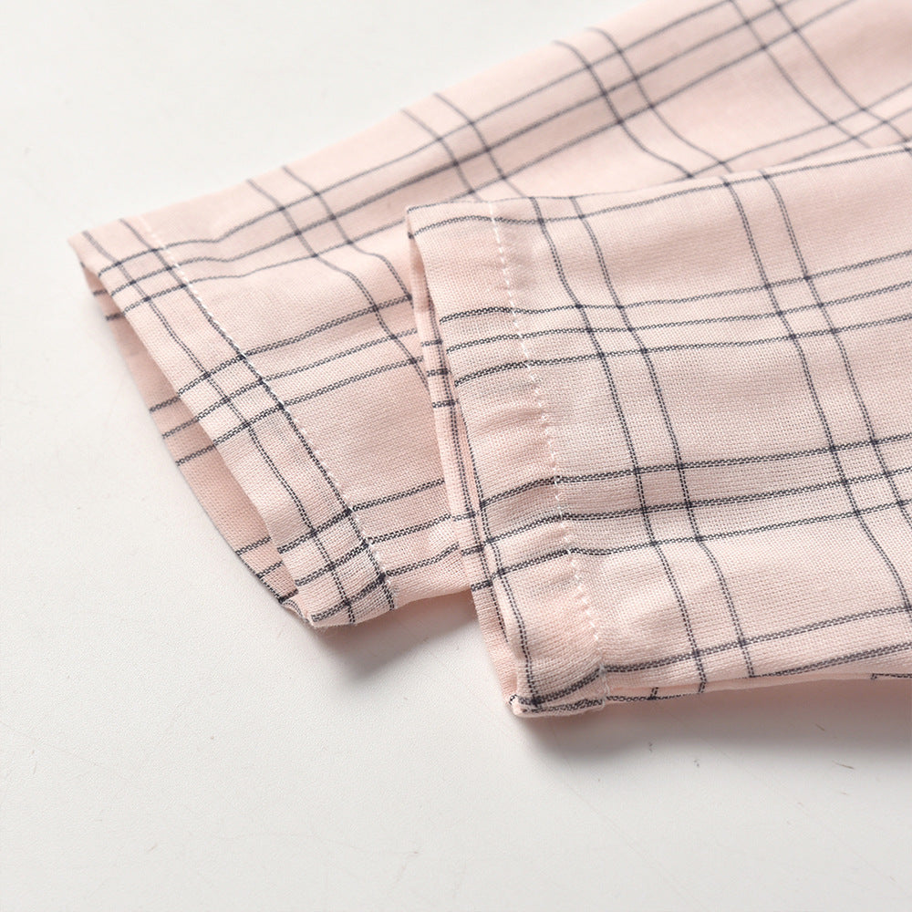 Kid Baby Boy Leisure Suit Check Pajamas Comfortable 2 Pcs Sets