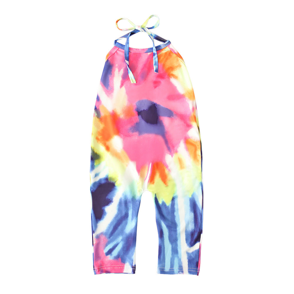 Kid Baby Girl Onesie Crawl Suit Harpy Sleeveless Tie Dye Rompers