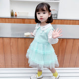 Girl Autumn Casual Cute Gauze Dress 2 Pcs Set