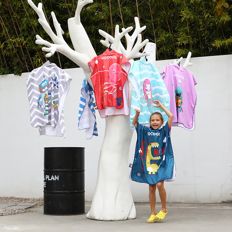 Kids Quick Drying Bathrobe Printing Absorbent Towel Pajamas